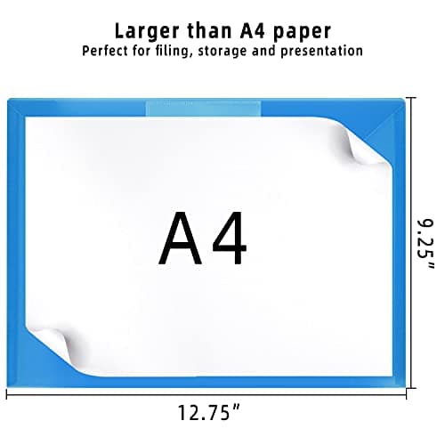 Plastic Wallets A4-30 Pack Plastic Folders Waterproof Document Wallet Files Folder Clear A4 Wallets with Popper Wallet for Home, School, Travel and Office Supplies Storage, Assorted Colours — view 2