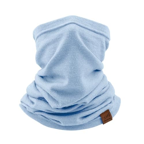ACUSHLA Merino Wool Neck Gaiter, Ski Mask Neck Warmer Unisex, Light Blue