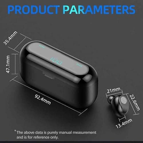 F9 Wireless Earbuds,F9 TWS Bluetooth 5.0 Headset,Touch Control Deep Bass 9D Stereo Sound TWS Bluetooth Earphones with LCD Digital Display&Charging Case,Noise Cancelling Sports Waterproof Headset — view 3