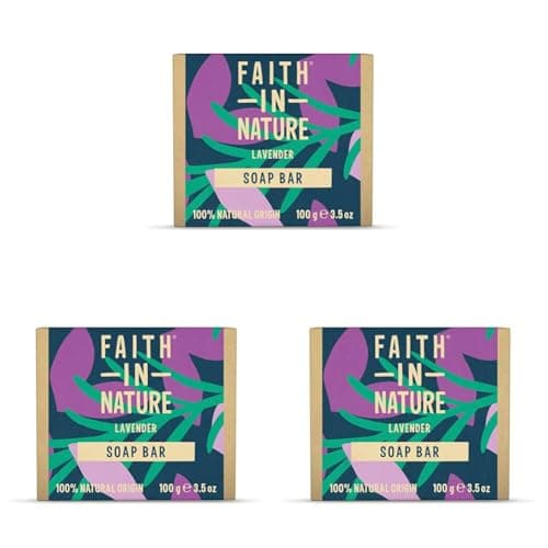 Faith In Nature Natural Lavender Hand Soap Bar, Relaxing, Vegan & Cruelty Free, No SLS or Parabens, 100g (Pack of 3)