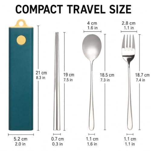 EXZACT 18/10 Stainless Steel Travel Cutlery Set with Case and Chopsticks — view 2