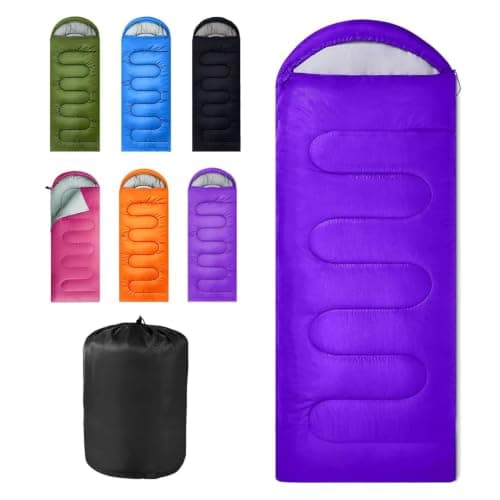 Sleeping Bag for Camping, for 3-4Seasons, Comfortable Adult Blanket, Small Packed Size, Ultralight Carry Bag, Soft, Thick and Warm, for Outdoor Camping, Travel, Hiking. (Purple)