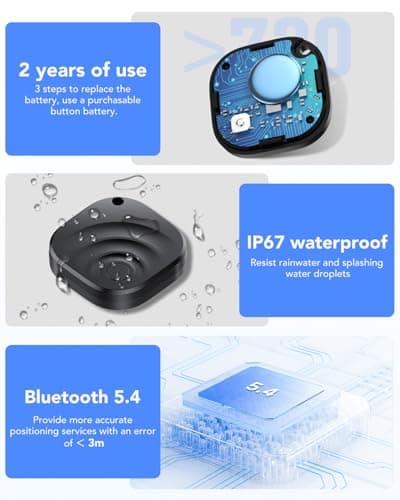 TIMU Dual System Air Tracker 4 Pack for iOS and Android, Bluetooth 5.4 Key Finder Works on Google and Apple's "Find My" app, IP67 Waterproof Item Finder/Luggage Tracker/Travel Essentials — view 5