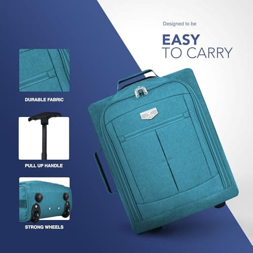 LUGG Cabin Size Lightweight Luggage - Durable 600D Polyester Snowflake Push Up Trolley - Solid Wheels - Easyjet, Ryanair, British Airways - Airway Locker (55x40x20cm) — view 5