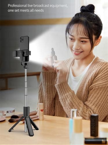 XIHAMA Selfie Stick Tripod with Light,3 in 1 Extendable Selfie Stick with Wireless Remote,Portable Phone Tripod Compatible with iPhone 16/15/14,Galaxy,Huawei,LG(Black+Light) — view 6