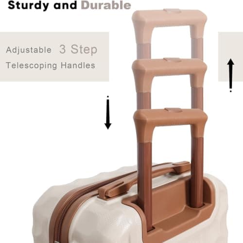 Aklsvion Carry On Suitcase 20 Inch Hand Luggage Travel Trolley Case Cabin Suitcase PC Hardshell Travel Luggage 4 Spinner Wheels Wet Pocket Cabin Bag for Business Travel Fits Ryanair, Easyjet (Beige) — view 4