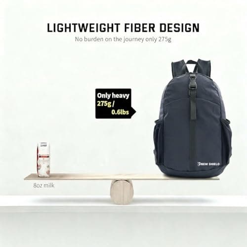 mefound Waterproof Lightweight Backpack for Men Women, 20L Small Foldable Rucksack for Travel, Cabin Size Daypack for Hiking Work School, Compact Water Resistant Bag with Bottle Holder — view 3