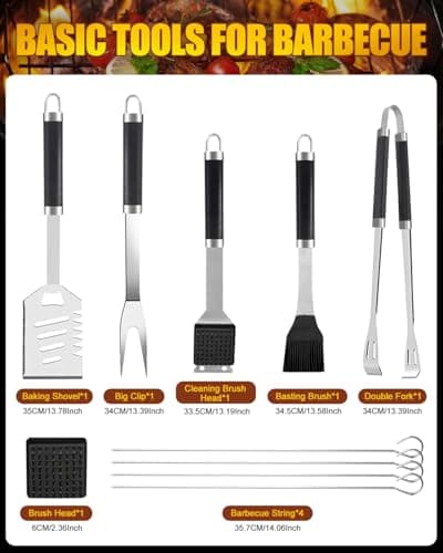 BBQ Tools Set for Dad, 11pcs Stainless Steel BBQ Utensils Set with Heat Resistant Handle, Case, Premium BBQ Accessories Set for Travel, Camping, Outdoor, BBQ Kit for Men and Women Gift — view 2