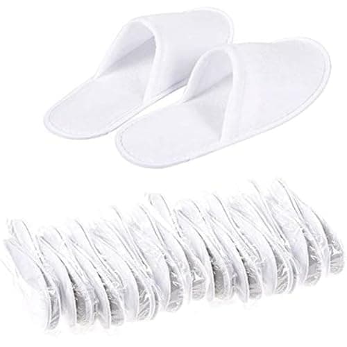 Hotel Slippers, 20 Pairs White Closed Toe Guest Slippers, EVA Sole