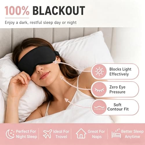 2-Pack Blackout Sleep Mask, Silk-Like Zero Pressure Eye Mask — view 5
