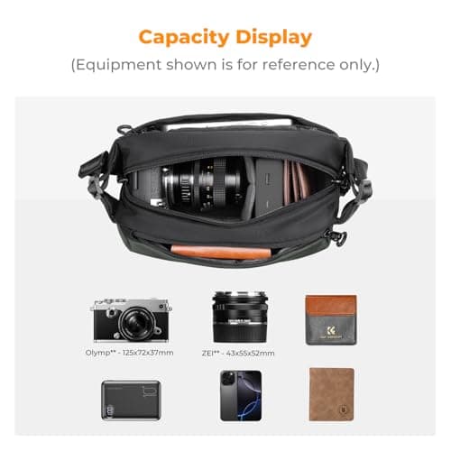 K&F CONCEPT Camera Sling Bag, Camera Bag for DSLR and Lenses,(Green-S, Small) — view 2