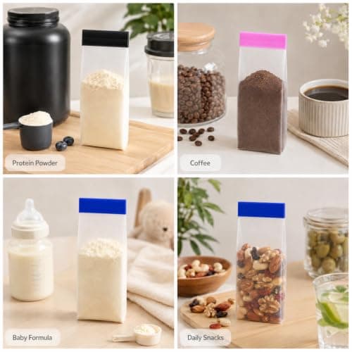 Reusable Protein Powder Travel Container, 10 Portable Supplement Pouch Bags — view 5