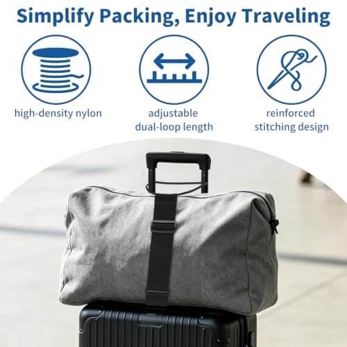 6PCS Luggage Connector Straps and Luggage Tag Holder, Adjustable Elastic Luggage Straps for Suitcases, Nylon Luggage Straps Bag Bungee, Portable Travel Packing Ties, Suitcase Accessories — view 6