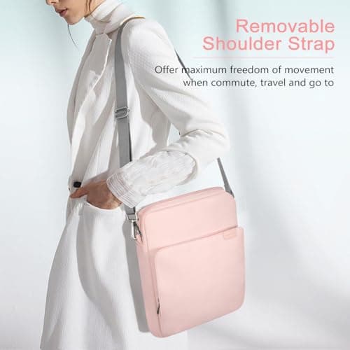 TiMOVO 13 Inch Tablet Sleeve with Shoulder Strap, Pink — view 6
