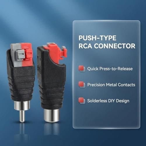 SGETHCH 4 Pcs Rca to Speaker Wire Adapters,Rca to Speaker Cable Adapter,Gold Plated Rcas Male to Av Screw Terminal Adapter,Spring Press Balun Phono Plug Connectors,for CCTV Home Audio & Subwoofer — view 4