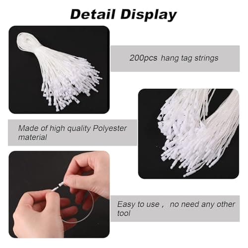 200 pcs Strip Cotton Hang Tag with Lock Labels String Hang Tags White Nylon String for Hang Tags String Price Snap Secure Tag Fasteners for Price Snap Lock for Attaching Labels (White) — view 3