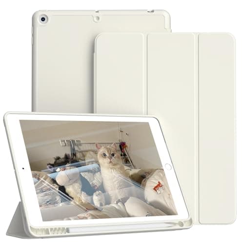 KVTVOU Case for iPad 9th/8th/7th Gen 2021/2020/2019, Cream White
