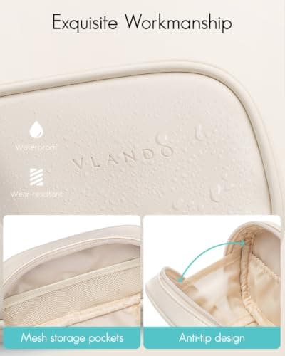VLANDO Makeup Bag with Compartment, Cosmetic Bags for Skincare and Travel — view 3