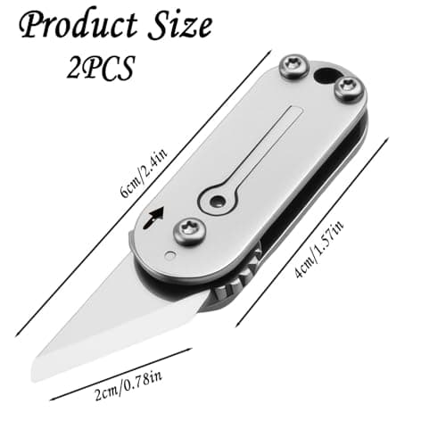 2Pcs Titanium Finish Folding Multi-Tool, Portable EDC Utility Cutter with Keychain for Box Opening, Outdoor, DIY, Camping & Everyday Carry — view 2