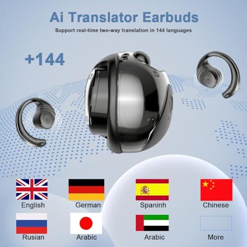 xctopest OWS AI Language Translator Earbuds Real Time, Supports 144 Languages, Earphone 3-in-1 Accents，Headphones Language Earbud Translators Bluetooth & APP for Travel, Business, and Learning（Black） — view 3