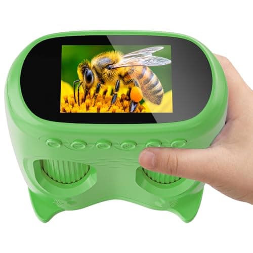 1000X Handheld Microscope for Kids, Temodu 4K 2.0" Screen Educational Science Kit Digital Microscope, Rechargeable Mini Pocket Binoculars, Birthday, Ages 3+ (Green)
