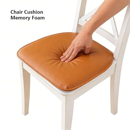 SDCGB Faux Leather Chair Cushion, Memory Foam Chair Pad, Non-Slip Rubber Back U-Shaped Seat Pad for Dining, Kitchen, Office(15.7"x16.9", Gray1) — view 2