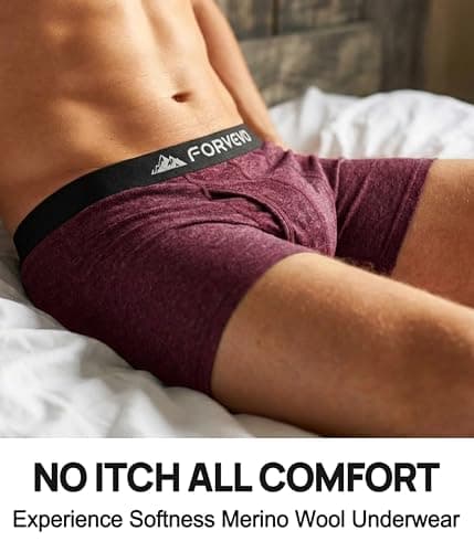 FORVEVO Men's Merino Wool Boxer Briefs 6 Pack, Breathable Soft Odour-Resistant Wool Base Layer Men Underwear, M-3XL — view 5