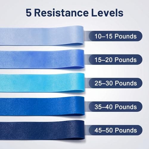 Resistance Bands Set of 5, Premium Exercise Loop Bands for Women & Men, Skin-Friendly Fitness Bands for Home Workout, Yoga, Pilates, Glutes Legs Training, Includes Carry Pouch (blue) — view 3
