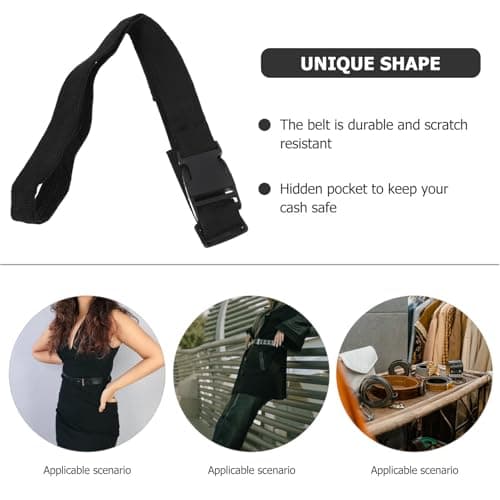 DONFAMDS Lightweight Waistband Money Bag, Outdoor Belt for Men and Women, Black 120cm Hidden Pocket Belt for Running and Travel — view 3