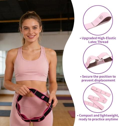Fitness Resistance Band for Stretching Exercises and Yoga, 8 Segment Elastic Yoga Stretching Band for Legs, Back, Pilates & Flexibility Training (Yellow) — view 4