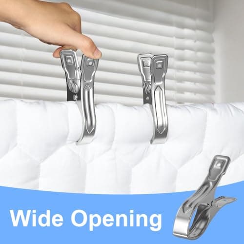 Vicloon Stainless Steel Beach Towel Clips, 6 Pcs 12cm Large Stainless Steel Sunbed Towel Pegs, Stainles Steels Laundry Clip Towels Pegs for Sunbeds, Sun Loungers, Pool Chairs, Laundry — view 6