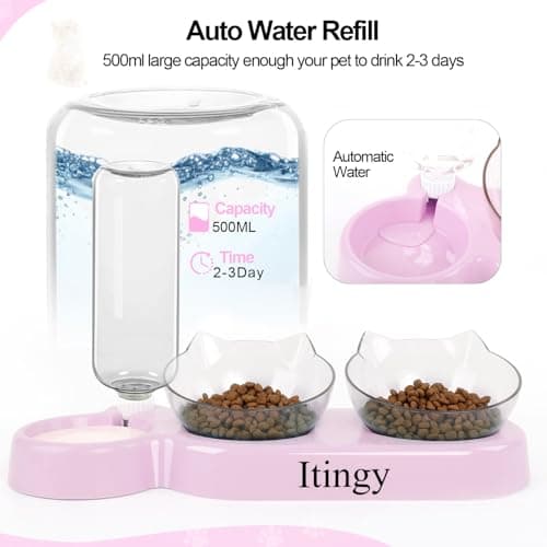 Itingy 15° Tilted 3-In-1 Cat Food Bowl Set with Removable Water Bottle — view 4