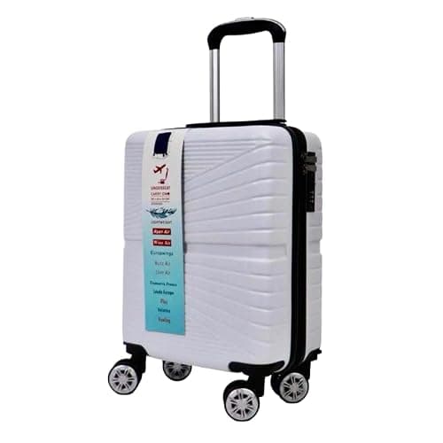 Ryan Air Wizz Air Approved Hardcase Suitcase with Detachable 360 Degree Spinner Wheels - 40x30x20 - Lightweight Ideal for Short Trips - Secure Combination Lock (White)