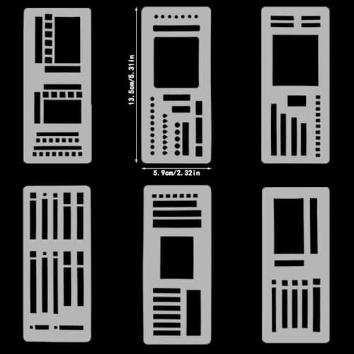 6 Pack Stencils Drafting Tools, FineGood Handmade Flexible Record Template,Reusable Templates Planner Stencils for Journaling Checklists Boxes Lines & Daily Planning — view 2