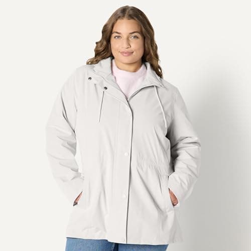 Amazon Essentials Women's Relaxed-Fit Packable Lightweight Waterproof Hooded Rain Jacket, Off-white, XL — view 6