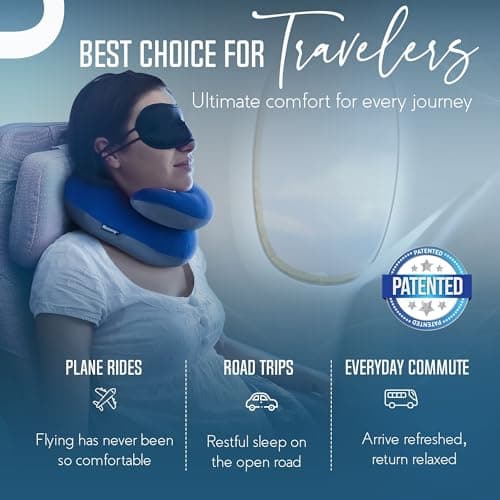 BCOZZY Travel Neck Pillow for Airplane, Head & Chin Support, Large Purple — view 2