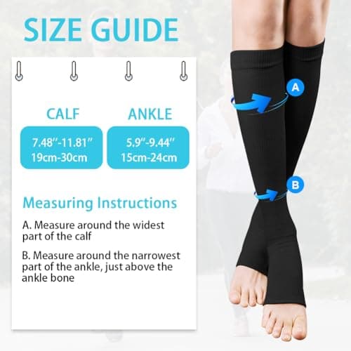 ACWOO Compression Socks for Women & Men, 2 Pairs Open Toe Graduated Stockings Support, Non-Slip Flight Socks Running Socks for Sports, Flying, Maternity Pregnancy, Nurses, Travel, Running — view 6