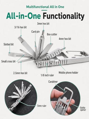 Uadme 12-in-1 Stainless Steel Multitool Keychain — view 3