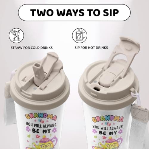 NEIUJADK Grandma Tumbler Stainless Steel 2-in-1 Lid Coffee Tumbler 18 oz Insulated Travel Coffee Mug Grandma Water Bottle for Coffee Travel Mug — view 4