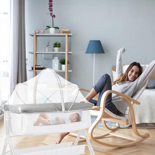 Universal Mosquito Net for Travel Cot, Baby Mosquito Net for Bedside Crib Quick Installation Cat Net for Cot with Noiseless Zipper Travel Bassinet for Babies — view 3