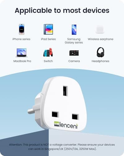 LENCENT 2 Pack UK to European Plug Adapter, Type E/F Schuko Travel Adaptor — view 5