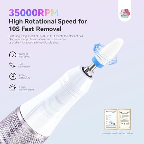 SAVILAND Cordless Electric Nail Drill 35000 RPM: 30S Fast Removal — view 2