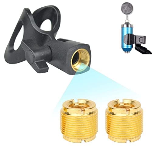 Universal Microphone Adapter, Universal Gold Metal 2 Pack for Mic Clip, 5/8 to 3/8 Inch Thread Adapter for Podcasters, Streamers, Studio Recording, Home Use — view 3