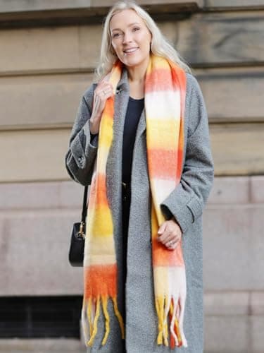 Style Slice Oversized Tartan Blanket Scarf for Women, Pink-01 — view 4
