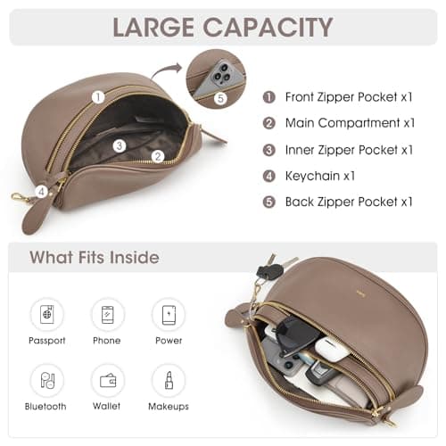 Kattee Crossbody Bum Bags for Women,Leather Fanny Packs with RFID Blocking — view 6