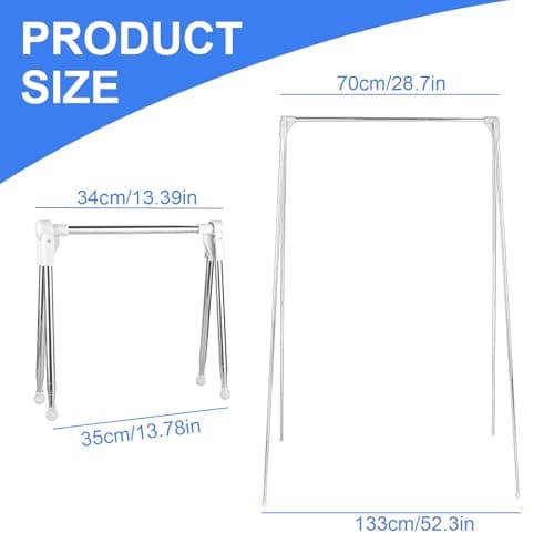 YHNDECO Portable Clothes Drying Rack Folding, 13-28inch Portable Travel Garment Rack Folding Clothes Rail, Clothes Rack for Home Laundry Camping Travel Outdoor, White — view 2