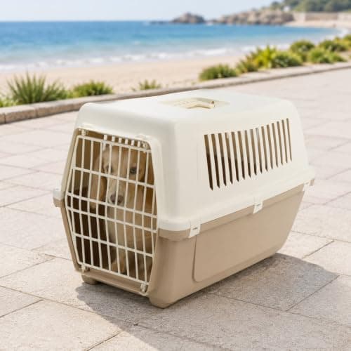 URBNLIVING Plastic Pet Carrier Dog Cat Travel Crate (Brown-Medium) — view 5