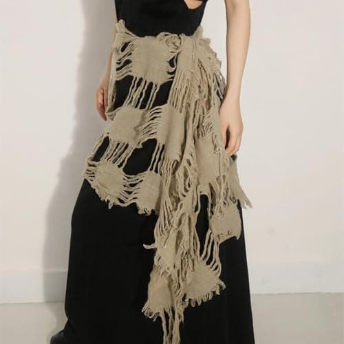 CHICHUANG Vintage Wool Scarf Distressed Ragged Neck Scarf for Women Men Unisex Neck Warmer for Winter Outdoor Fashion Neckwear — view 3