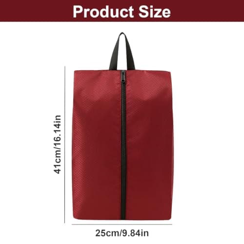 Waterproof Oxford Shoe Storage Bags, Dustproof Zippered Organiser Pouch for Trainers | Wine Red Gym & Travel Accessories — view 3