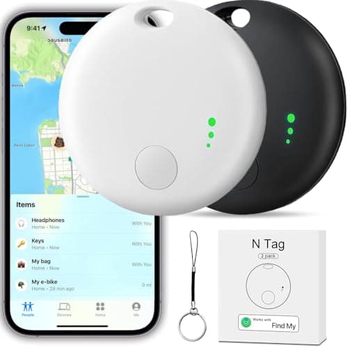 Smart Tracker Tag, YiYunTE 2 Pack Item Key Finder Locator compatible with Find My App(iOS only), Kids Children Tracking Tag Device, Small Bluetooth Tracker Tag for Cat Dog Pet Wallet Luggage